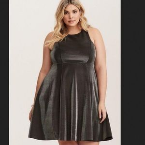 Torrid Black Metallic Mini Skater Dress